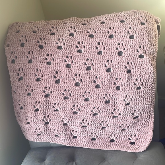 Paw Print Soft Crochet Blanket (handmade by seller) - Picture 2 of 4